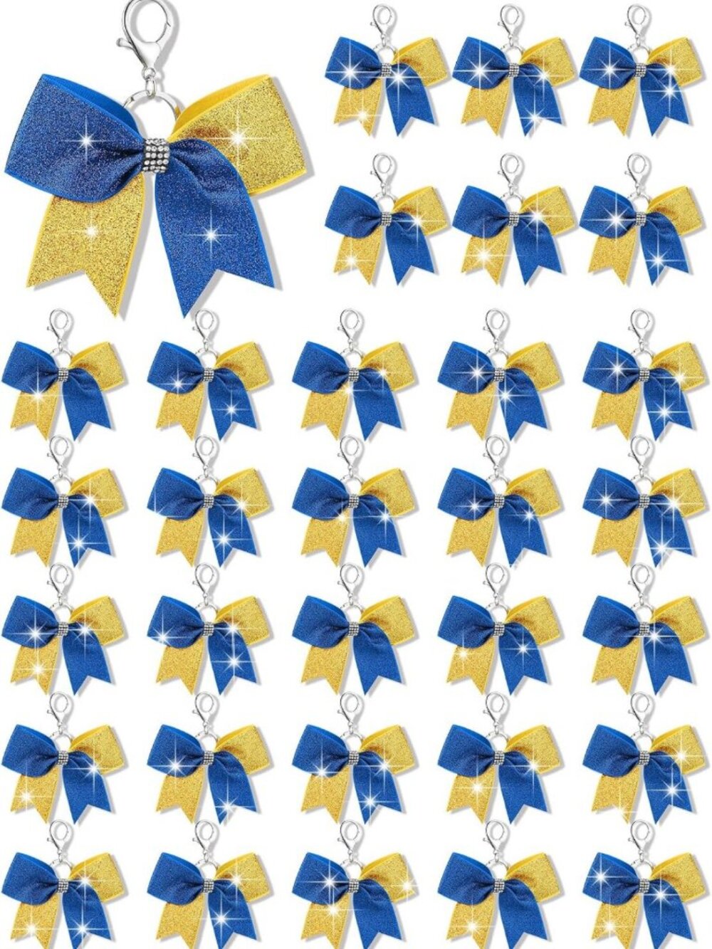 Rhinestone Cheer Bow Keychain - Bulk Set, Perfect for Gifts & Team Spirit